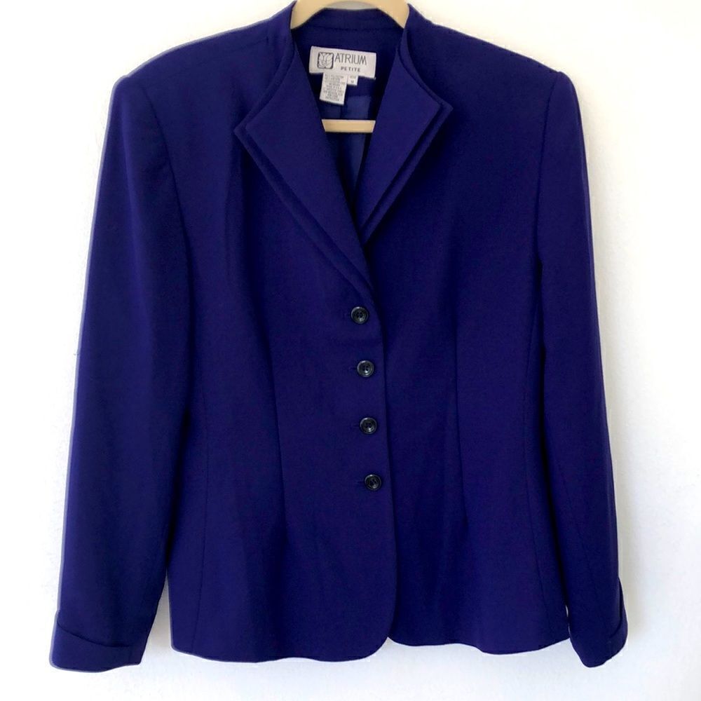 Women's Petite Size  14 Atrium Purple Professional Business Glam Skirt Suit 